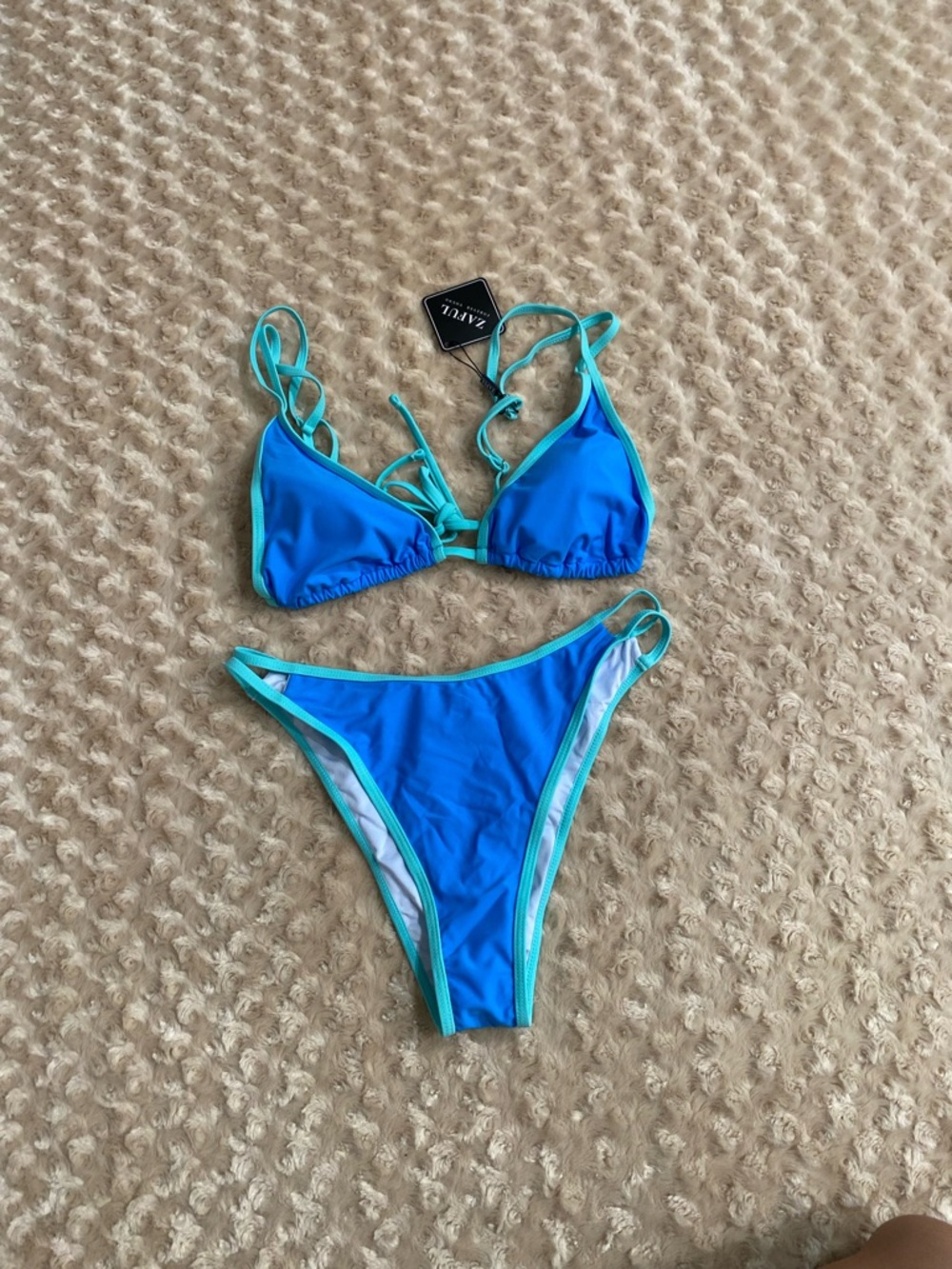 New ZAFUL Women 6 Blue Two-Piece Bikini Swimsuit